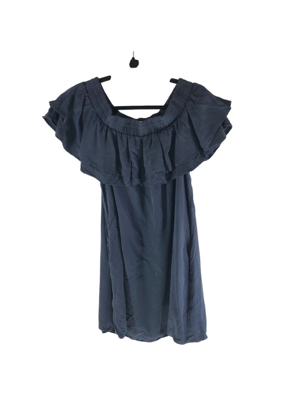 Do+Be Navy Blue Off-Shoulder Ruffle Mini Dress Tencel Size L
